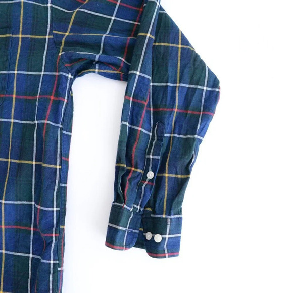 VTG 90'S Tommy Hilfiger Blue And Green Cross Pattern Cotton Button Down Shirt XL - Picture 10 of 10